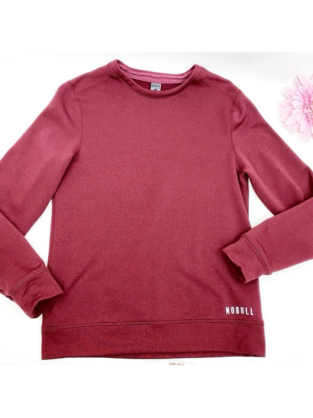 NOBULL Men’s Crewneck Performance Sweatshirt Burgundy Maroon Gym Workout